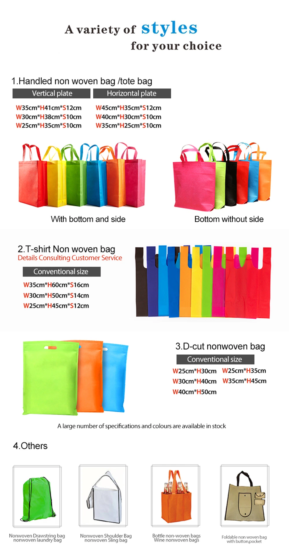 Promotional Print Eco Friendly Shopping Non Woven Bags Non Woven D Cut Bags