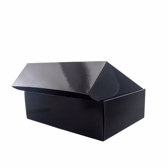 Boîte d'expédition de cadeau d'emballage de carton ondulé de rabat noir fait sur commande de haute qualité